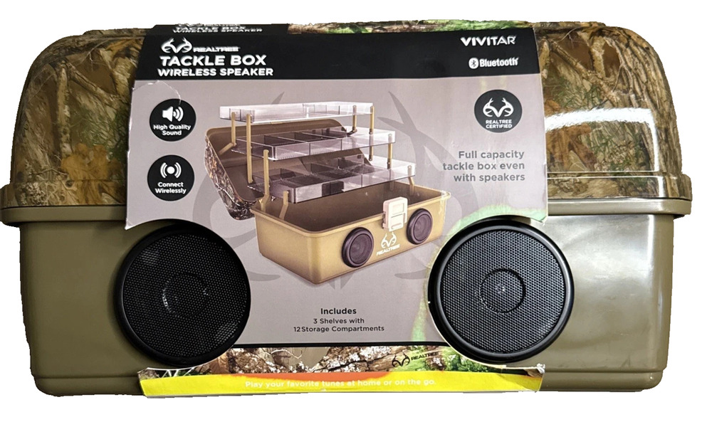 Realtree Tackle Box Wireless Speaker Fishing Box Storage